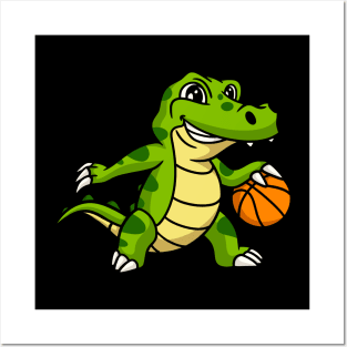 Basketball Crocodile Cartoon Animals Kids Gift Posters and Art